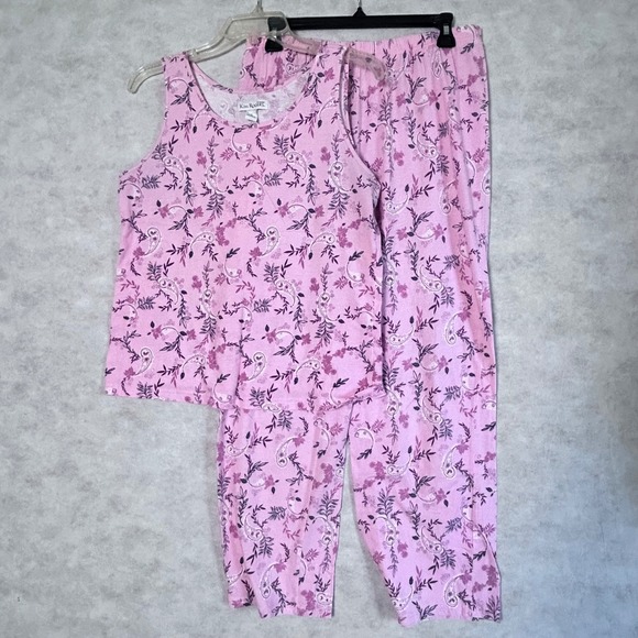 Kim Rogers Intimates Pink Floral Paisley Pajama Set Womens Small - Picture 1 of 9
